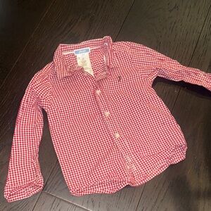 Jacadi Red and White Checkered Kids Button Down Shirt